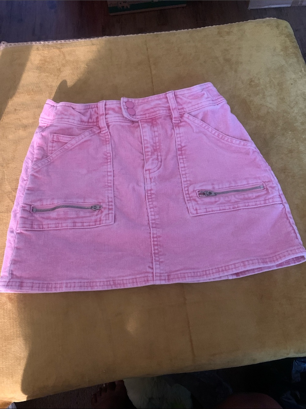 Forever 21 Kids Pink Corduroy Mini Skirt with Button Waist